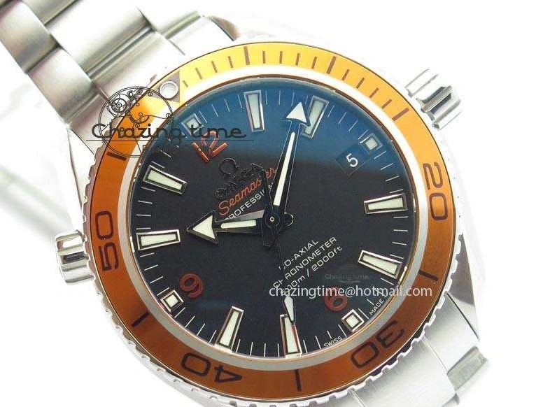 0404 Planet Ocean SS Bp Maker 45mm Orange Bezel On SS Bracelet A DailyWear 8216